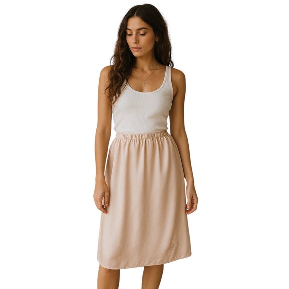 Bali Appliqué Slip Skirt Pink Size M Minimalist Vintage 80’s Quiet Luxury Boho - Picture 1 of 12